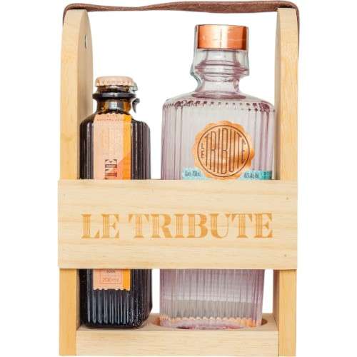 Gin Wooden Pack Tribute 43% Cl70 + 2 Toniche Le Tribute cl.70