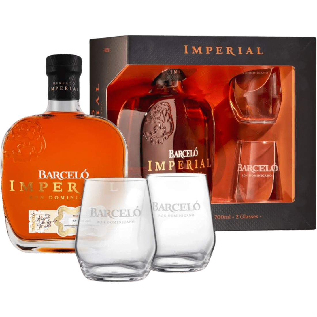 Rum Barcelo Imperial + 2 Bicchieri cl. 70 - Confezione Regalo