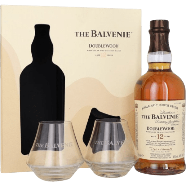 Scotch Whisky The Balvenie 12 Anni Double Wood + 2 Bicchieri cl. 70 - Confezione Regalo