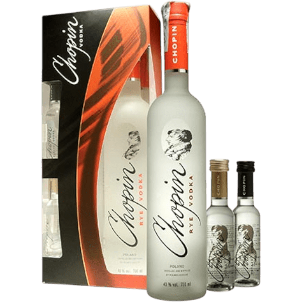 Vodka Chopin Rye + 2 Bottiglie Mignon 5 cl cl. 70 - Confezione Regalo