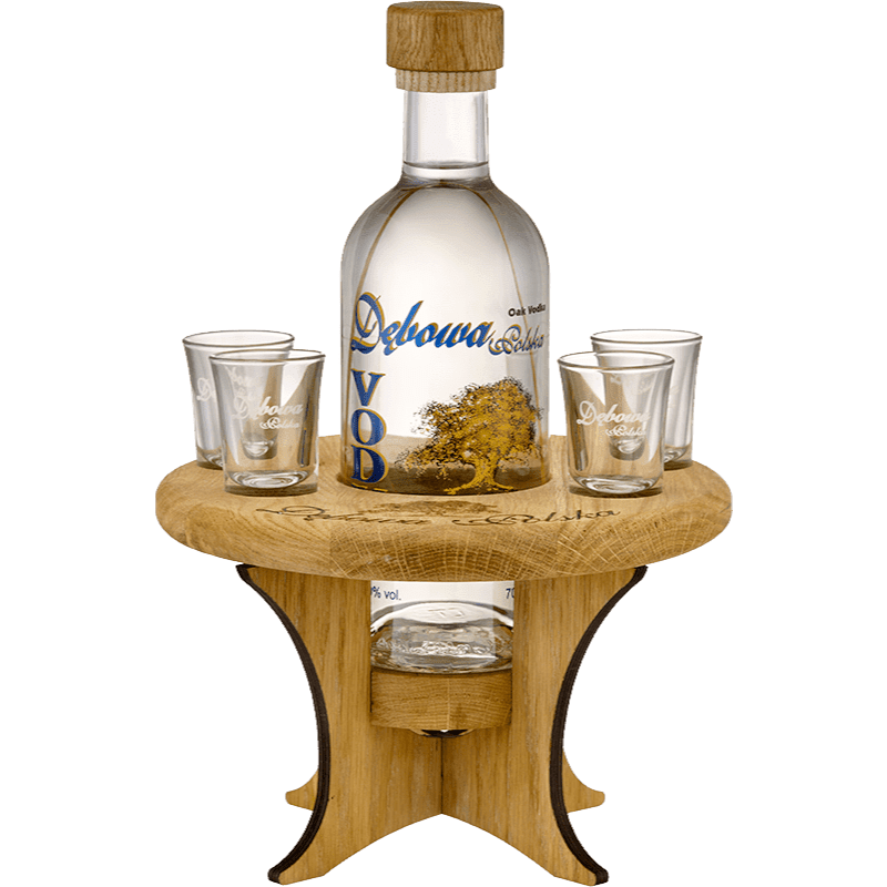 Vodka Debowa Tavolino Legno + 4 Bicchieri cl. 70 - Confezione Regalo