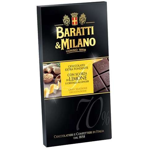Baratti & Milano - Tavoletta Cioccolato Fondente Con Scorza di Limone e Ginger