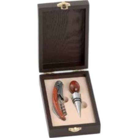 Accessorio Vino Set Legno 2 Accessori - Cavatappi e Tappo Vino
