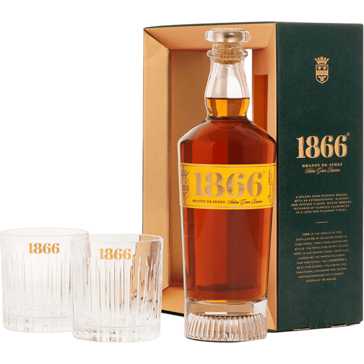 Brandy 1866 Gran Reserva + 2 Bicchieri cl. 70 - Confezione Regalo