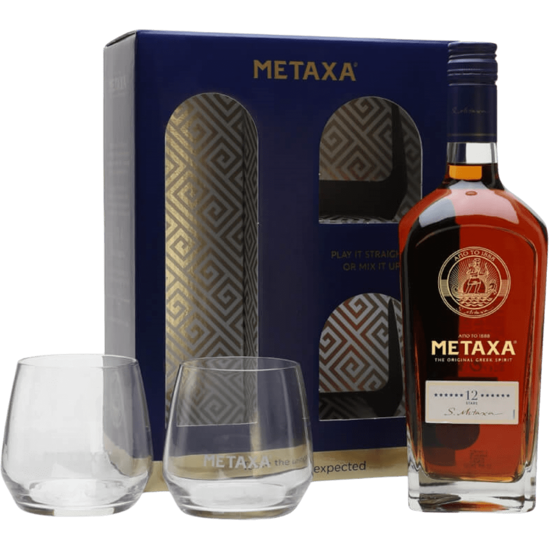 Brandy Metaxa 12 Stelle + 2 Bicchieri cl. 70 - Confezione Regalo