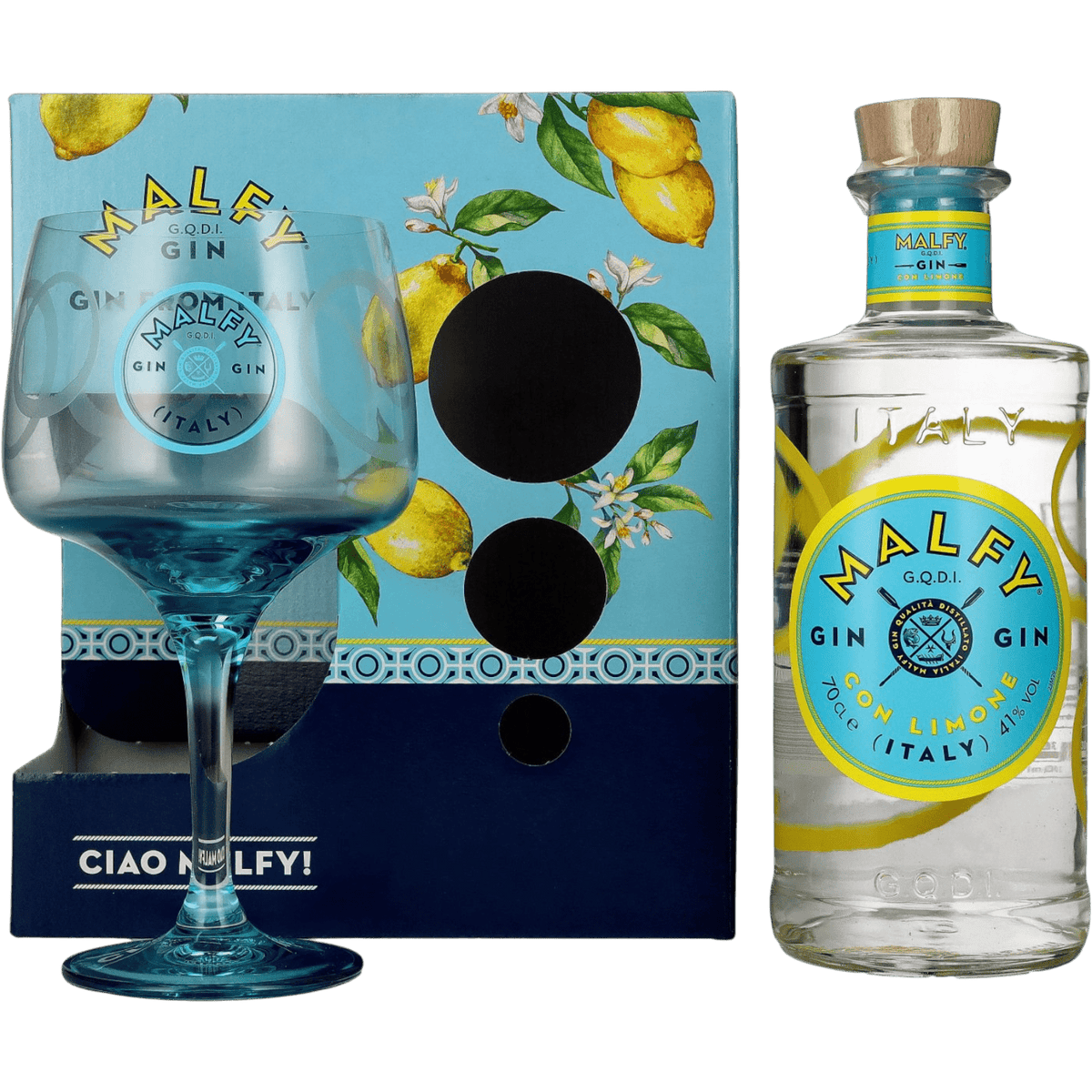 Gin Malfy Limone + 1 Bicchiere cl. 70 - Confezione Regalo