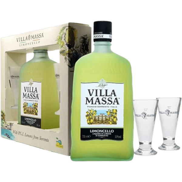Liquore Villa Massa Limoncello + 2 Bicchieri cl. 70 - Confezione Regalo