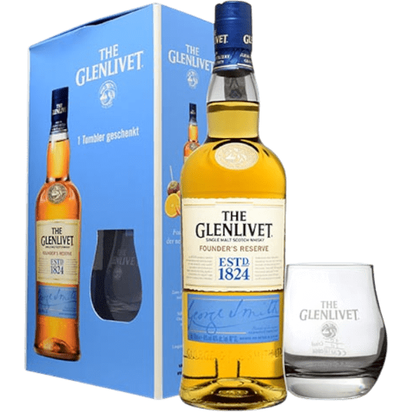 Scotch Whisky The Glenlivet Founder's Reserve + 1 Bicchiere cl. 70 - Confezione Regalo