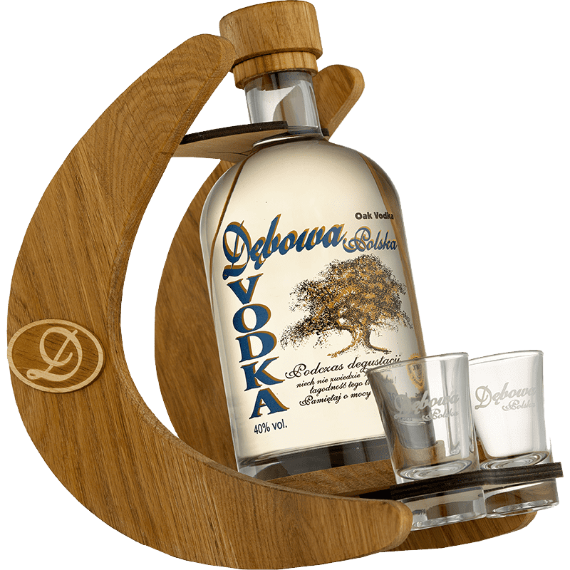 Vodka Debowa Con Dondolo Legno + 2 Bicchieri cl. 70 - Confezione Regalo