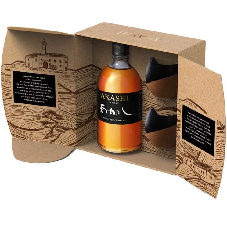 Whisky Confezione Akashi Meisei Giapponese + 2 Bicchieri cl.70